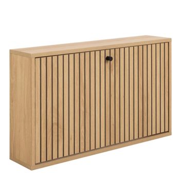 Albany Oak Ribbed 1 Door Flip Down Door Shoe Cabinet