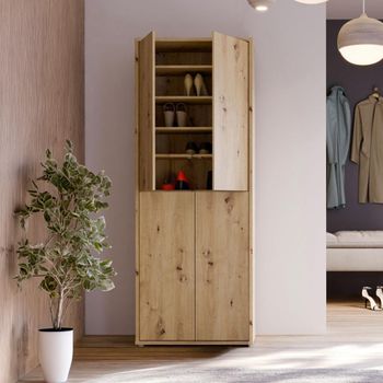 Alice Springs Artisan Oak 4 Door Shoe Cabinet