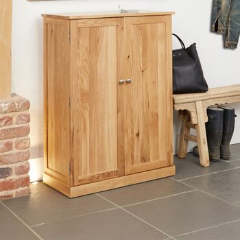 Mobel Oak 2 Door Tall Shoe Cupboard