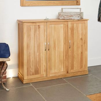 Mobel Oak 3 Door Shoe Cupboard