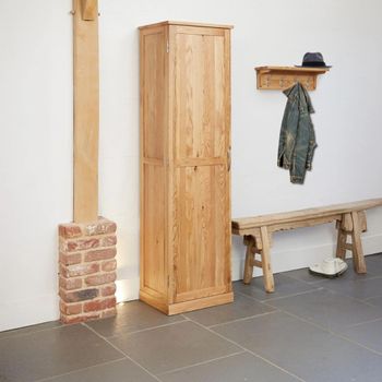 Mobel Oak 1 Door Tall Shoe Cupboard