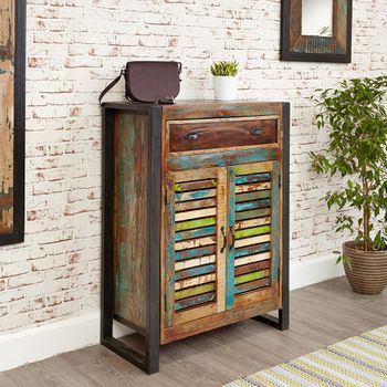 Urban Chic Reclaimed Wood 2 Door 1 Drawer Shoe Cupboard