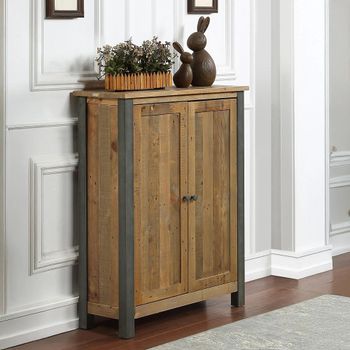Urban Elegance Reclaimed Wood 2 Door Small Shoe Storage Cupboard