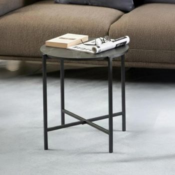 Lamoine Black Marble Effect Round Side Table