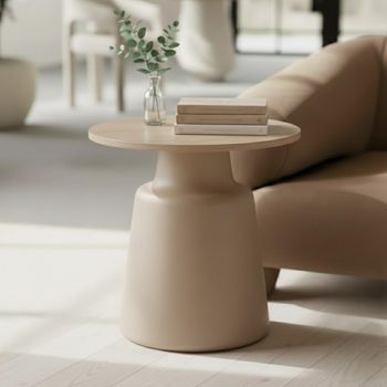 Santorini Beige Ceramic Round Side Table