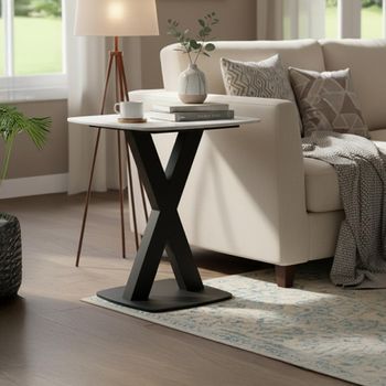 Vernal White Sintered Stone Lamp Table