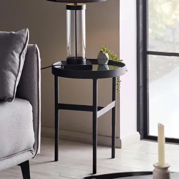 Franki Black Metal Round Lamp Table