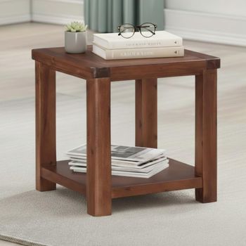 Andorra Dark Acacia Wood Square End Table