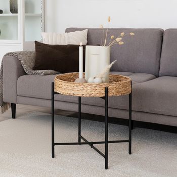 Naro Natural Waterhyacinth Round Side Table