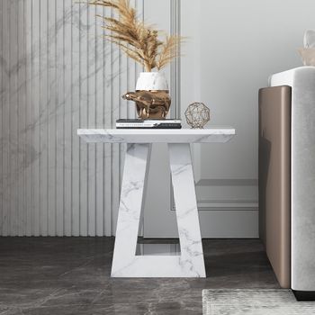 Milan White Marble Square Side Table