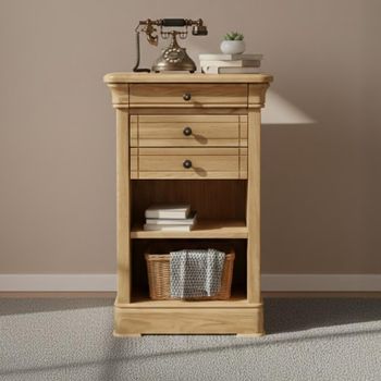 Moreno Oak Phone 3 Drawer Rectangle Table