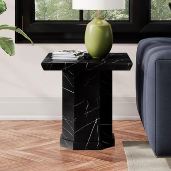Naples Black Marble Square Side Table