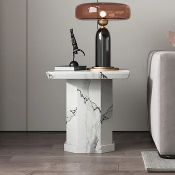 Naples White Marble Square Side Table
