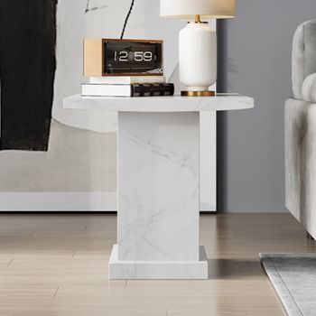 Turin White Marble Square Lamp Table