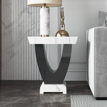 Clearance - Madrid White Marble Square Side Table