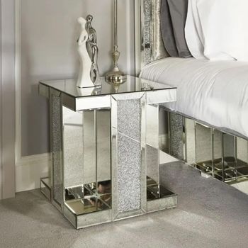 Clearance - Naro Square Mirrored End Table - B71