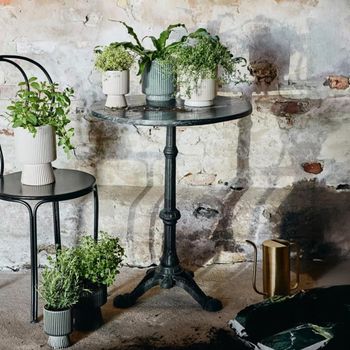 Cafe Black Marble Round Side Table