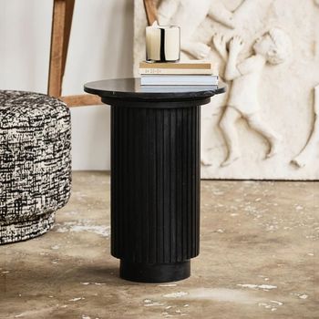 Erie Black Marble Round Side Table