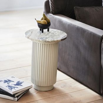 Erie Ivory Marble Round Side Table