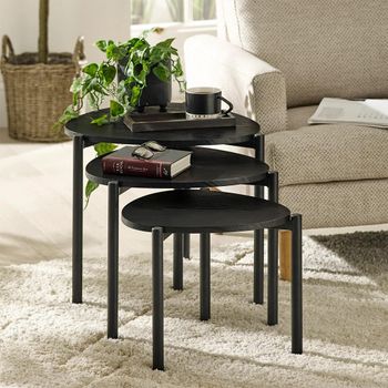 Lorette Nest of 3 Side Tables Teardrop Black