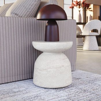 Diablo Light Travertine Round Side Table