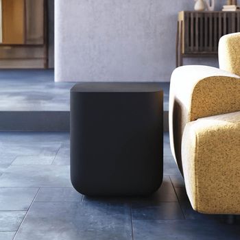 Flat Top Pitted Charcoal Square Side Table