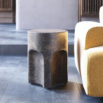 Pinch Brown Slate and Concrete Round Side Table