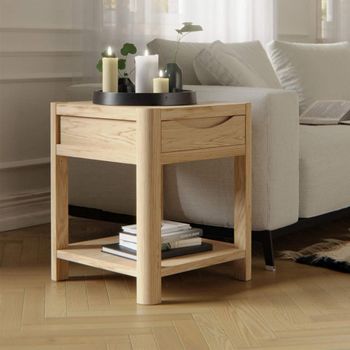 Stockholm Oak 1 Drawer Square Side Table