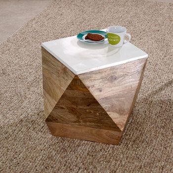 Alfie White Mango Wood Hexagon Side Table