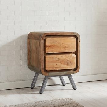 Aspen Reclaimed Wood Industrial 2 Drawer Lamp Table