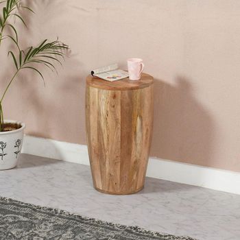 Surrey Solid Mango Wood Drum Side Table