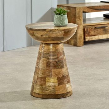 Surrey Solid Mango Wood Round Side Table