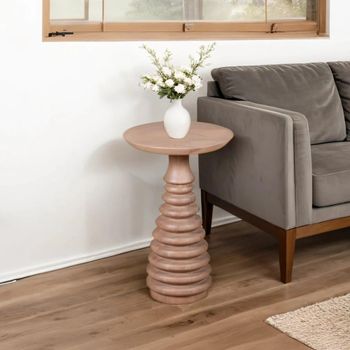 Valencia Mango Wood Curved Round Side Table