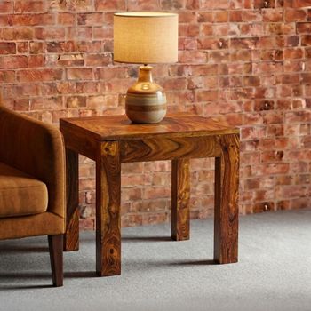Cube Sheesham Wood Lamp Table