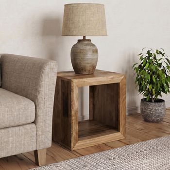 Cube Storage Unit 1 Hole Natural Mango Wood