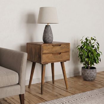 Surya Century Solid Mango Wood 2 Drawer Side Table