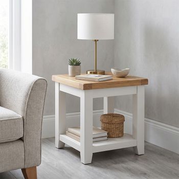 Melbourne White Painted Square Lamp Table