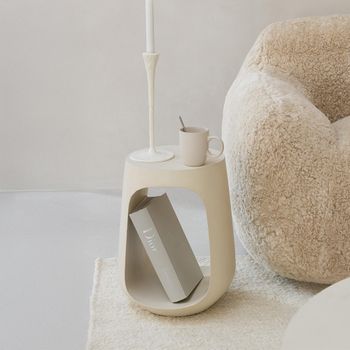 Pod Beige Mango Wood Round Side Table