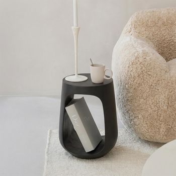 Pod Black Mango Wood Round Side Table