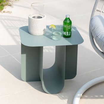 Green Metal Square Side Table