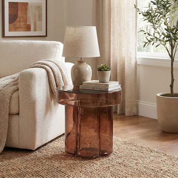 Brix Lio Brown Smoked Glass Small Round Side Table