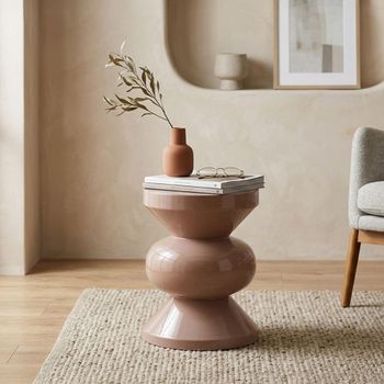 Brix Ole Vintage Pink Metal Round Side Table