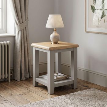 Windermere Painted Oyster Grey Square Lamp Table