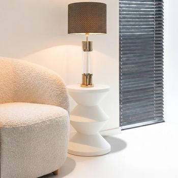 Bloomstone White Lime Plaster Round End Table