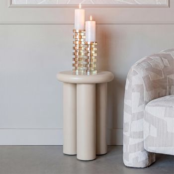 Elbaz Beige Round End Table