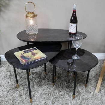 Black High Gloss 3 Tier Abstract Side Table