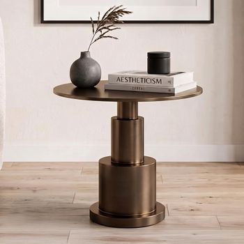 James Bronze Metal Round Side Table