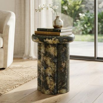 Osaka Antique Brass Aluminium Tall Round Side Table