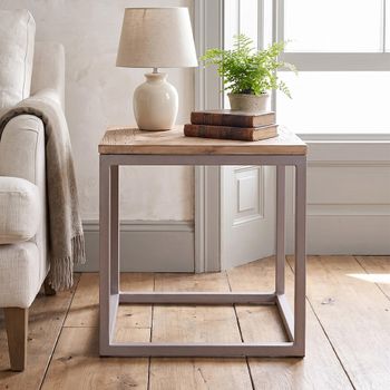 Firenze Natural Wood Square Side Table