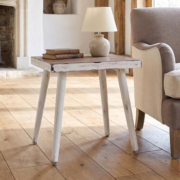 Jeff Distressed White Mango Wood Side Table